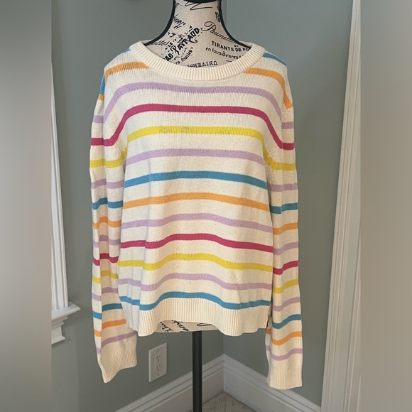 KULE Striped Cotton Linen Multicolor Sweater| Size L | Oversized | Like New - Picture 1 of 10